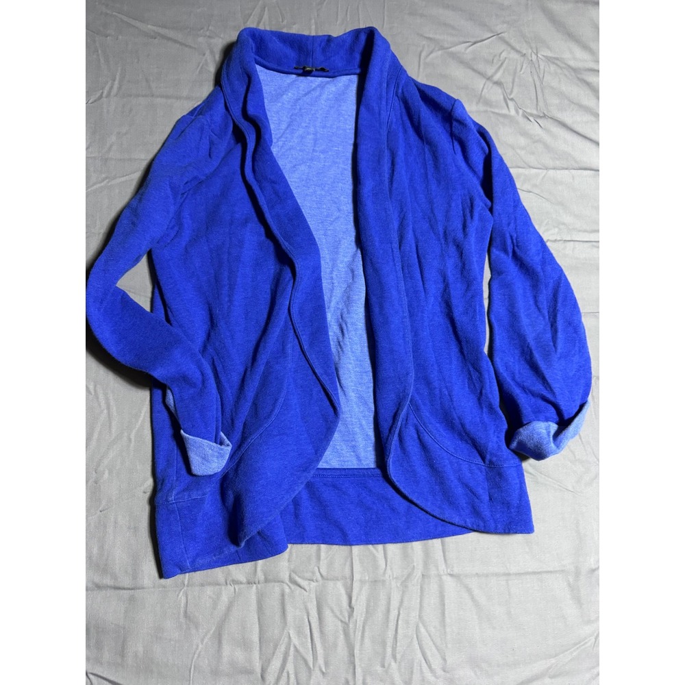 Express Cardigan Sweater Womens Medium Blue Good Open Front Draped Shawl Collar
